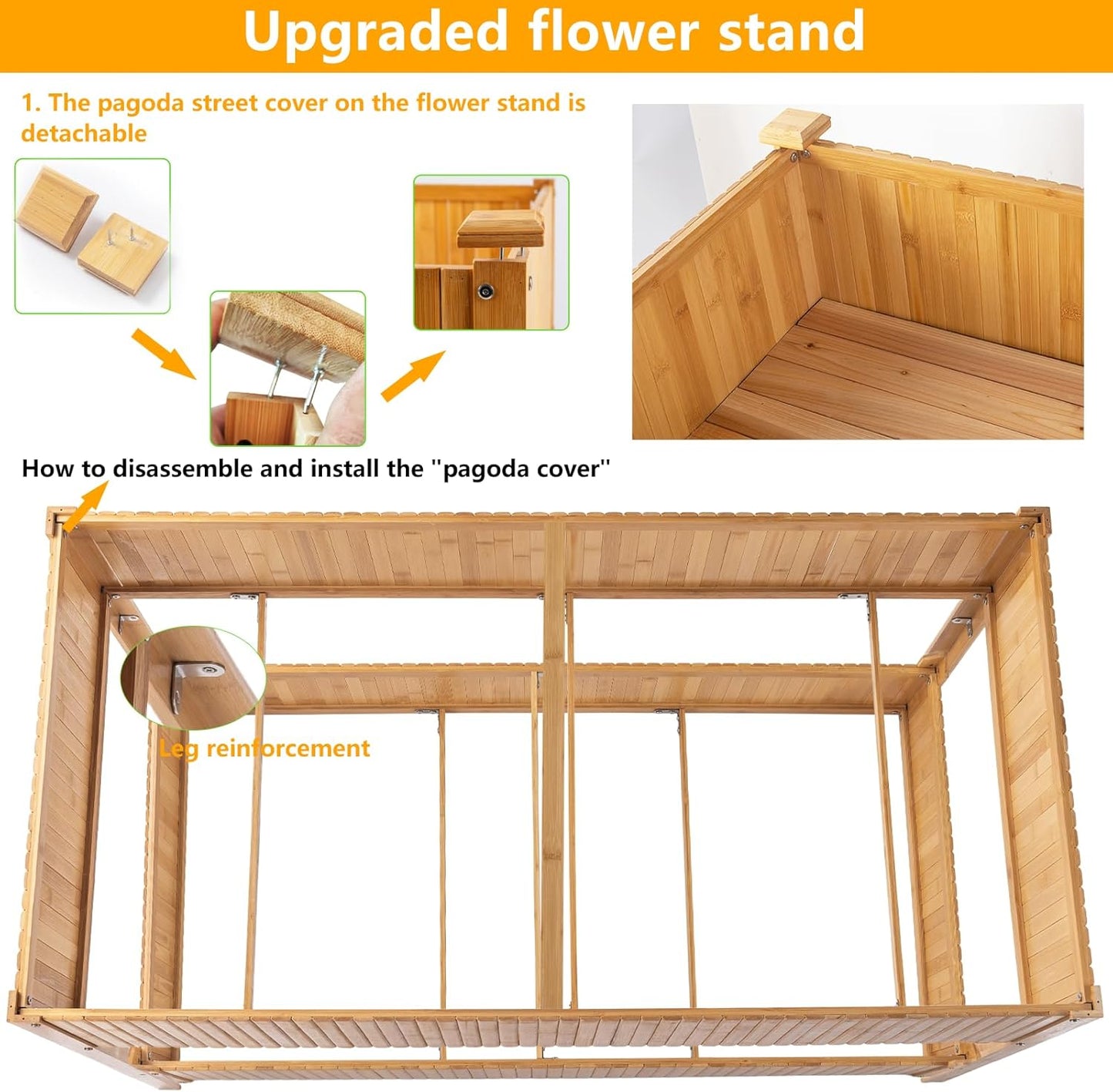 Raised Garden Bed - 2-Tier Elevated Planter Box for Herbs, Vegetables, Succulents & Flowers | 48x25x30 Inch Standing Growing Bed | Outdoor/Indoor Bamboo Planter
