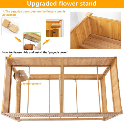Raised Garden Bed - 2-Tier Elevated Planter Box for Herbs, Vegetables, Succulents & Flowers | 48x25x30 Inch Standing Growing Bed | Outdoor/Indoor Bamboo Planter