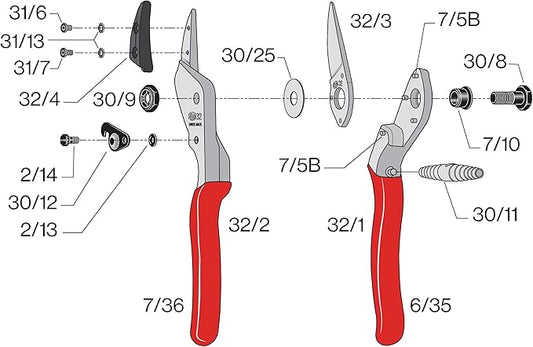 Felco F32 Pruning Shears – 8.3" Garden Clippers with Anvil Blade for Woody Stems | Hand Pruners for Gardening | Garden Tool Cutter with Forged Aluminum Handle, Rubber Grip, Precision Swiss Performance