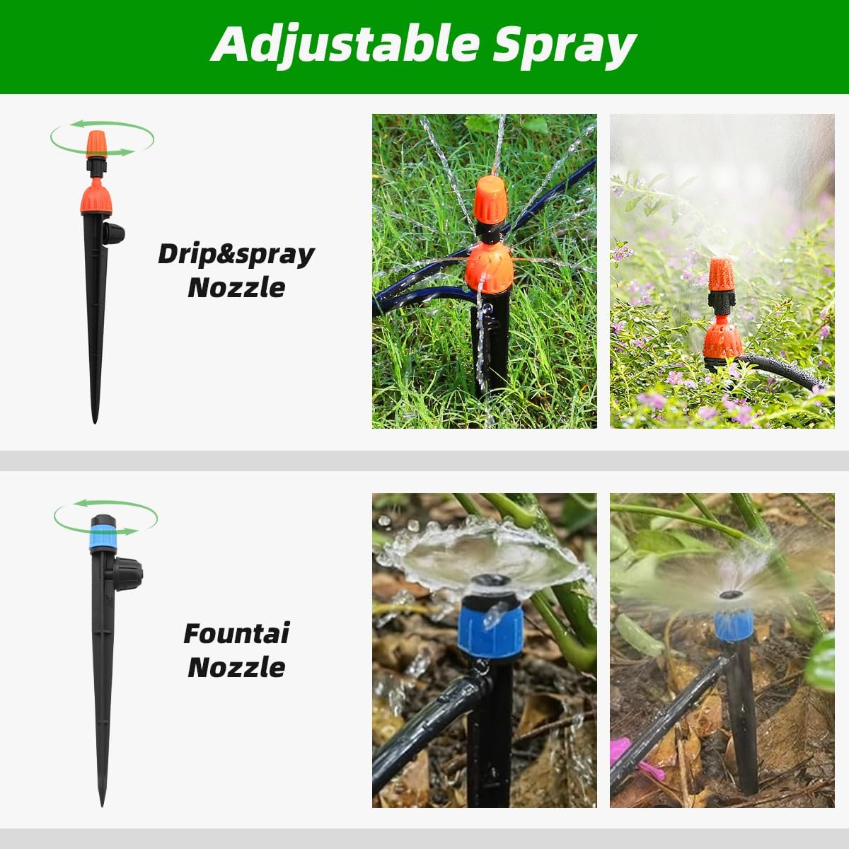 Micro Drip Irrigation Kit Automatic Garden Watering Misting System with 8/12 inch 4/7 inch Irrigation Tubing Hose and Water Timer for Greenhouse, Yard, Lawn