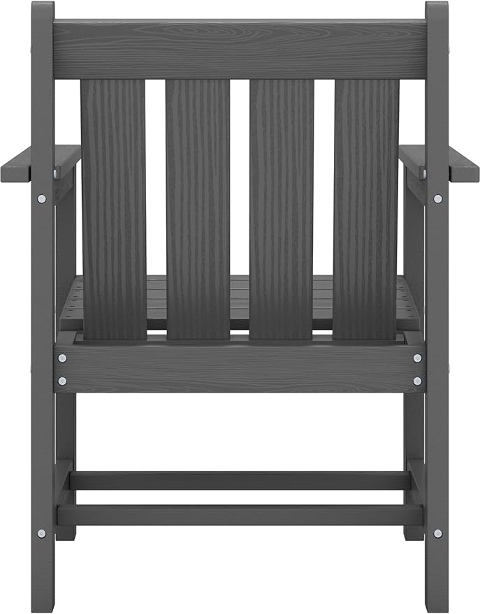 SERWALL 3 Pieces Patio Bistro Set, All Weather Adirondack Chair Set with Side Table, HDPE Material Outdoor Patio Furniture Set for Balcony, Porch, Garden, Backyard- Gray