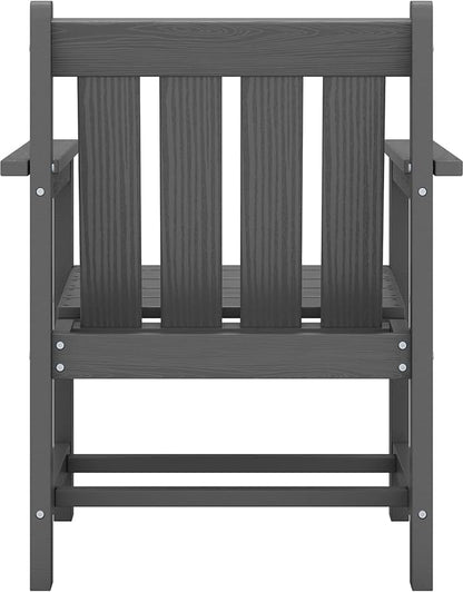 SERWALL 3 Pieces Patio Bistro Set, All Weather Adirondack Chair Set with Side Table, HDPE Material Outdoor Patio Furniture Set for Balcony, Porch, Garden, Backyard- Gray