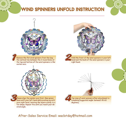 Wind Spinners Outdoor Hummingbird Decorations - Birthday Gifts for Women Mom Grandma, Hanging 12 inch 3D Sculptures for Garden Decor for Outside, Patio, Yard