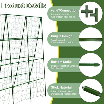 Large A-Frame Garden Trellis for Tomatoes, Cucumbers & Heavy Climbing Plants - Rust-Resistant, Heavy-Duty Steel, Perfect for Outdoor Gardens & Vertical Gardening(47" W x 63" H)