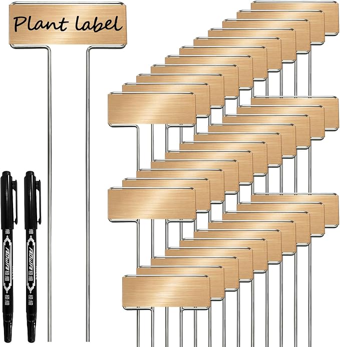33 Pack Galvanized Steel Plant Markers with 2 Neutral Pens 10 Inch Metal Garden Stakes Outdoor Plants Waterproof and Reusable for Herb Flower Vegetable Identification