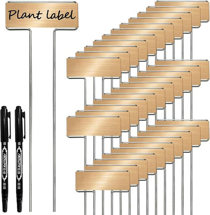 33 Pack Galvanized Steel Plant Markers with 2 Neutral Pens 10 Inch Metal Garden Stakes Outdoor Plants Waterproof and Reusable for Herb Flower Vegetable Identification