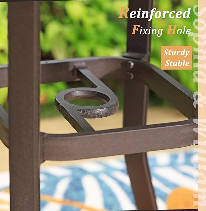 Sophia & William Cast Aluminium Patio Bar Height Table Square with 1.97" Umbrella Hole, Premium Bronze Outdoor Tall Pub Height Bistro Table for Porch Balcony Backyard