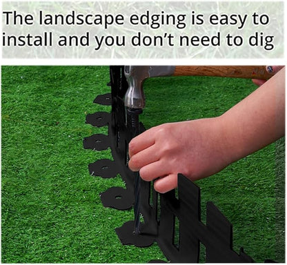 Garden Edging 33FT, Landscape Edging Borders [Extra Tall 4.9IN ] Flexible Lawn Edging Kit with 60pcs Stakes,Mini Plastic Fence for Tree Flowerbeds Grass Yard -Black-2