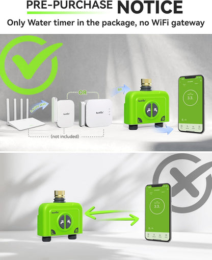 RAINPOINT WiFi Water Timer for Garden Hose, Brass Inlet 2 Zone WiFi Sprinkler Controller, Smart Hose Timer Valve, Automatic Drip Irrigation System/Rain Delay for Garden/Lawn/Yard (No Gateway)