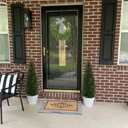 Aveyas 4ft Artificial Cedar Topiary Trees for Outdoor Front Porch Door, 4 Feet Faux Potted Plants Evergreen Fake Pine Cypress Tree for Outside Home Decor (4 ft Tall) - Set of 2 Pack