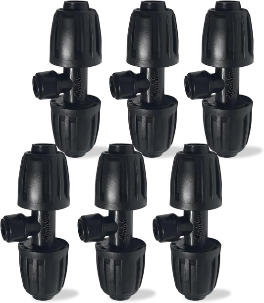 6 Pack 1/2'' to 1/4'' Drip Irrigation Fittings, Push-to-Connect 3 Way Drip Irrigation Part Barbed Tee Connectors, Anti-leak Locked Splitter Fitting for 1/2" Irrigation Tubing (0.6''-0.67''OD)