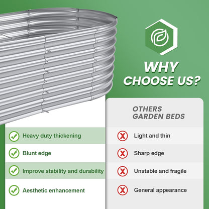 Land Guard 6×3×2ft Galvanized Raised Garden Bed Kit, Galvanized Planter Raised Garden Boxes Outdoor, Oval Large Metal Raised Garden Beds for Vegetables…