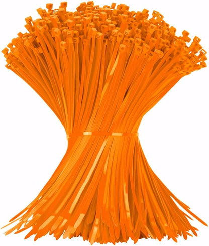 12 Inch Zip Ties Orange 1000 PCS, 50 Lbs- Heavy Duty Tensile Strength, Nylon PA66 UV Resistant Cable Ties for Indoor and Outdoor Use - Ideal for object bundling and fastening