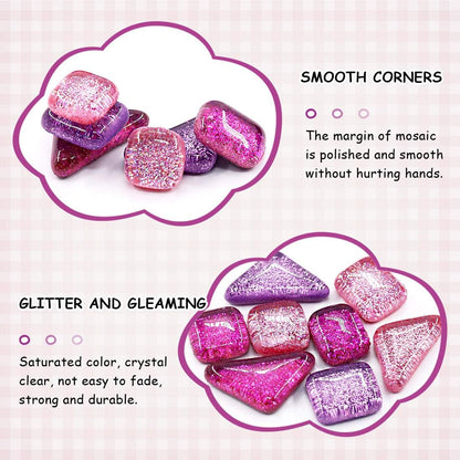 Swpeet 1 Pound Mixed Colors Shine Crystal Series Mosaic Tiles Assortment Kit, Square and Triangle Genuine Mosaic Tiles Glitter Crystal Mosaic Perfect for Home Decoration Crafts - Mosaic Tiles H