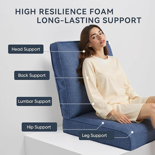 Outdoor Chair Cushions for Patio Furniture - 1 Pack Outside Durable Thick Replacement Cushion 22x24 with Zipper Cover for Wicker Glider Rocking Chairs Loveseat Couch – Blue/Regular