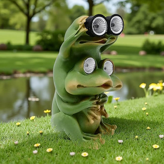 Garden Decor Outdoor Statue Yard Frog Solar Figurines Patio Art Home Outside Decorations Lawn Ornaments Gardening Gifts Ideas for Mom Mother Grandma Women Wife Sister