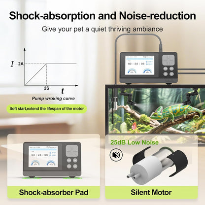 J&A Automatic Mister for Terrariums, Reptile Misting System with Programable Timer, Chameleon Fogger with Adjustable Spray Nozzles, Black