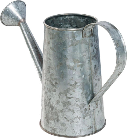 MyGift 7 Inch Small Rustic Galvanized Metal Decorative Vases in Vintage Style Watering Can Design for Dried Flowers and Artificial Plants, Set of 2 - Handcrafted in India