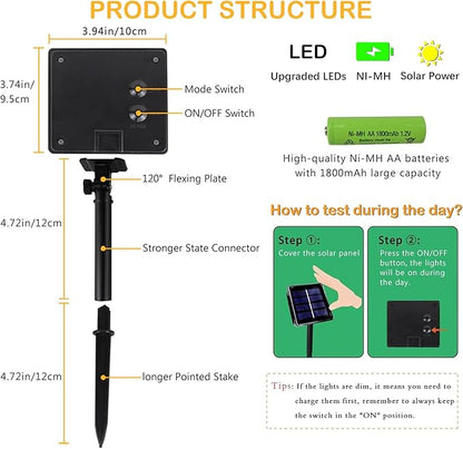 Upgrade 2Pack 500LED Solar String Lights for Outside, 180FT Solar Christmas String Lights Outdoor with 8 Modes, IP65 Waterproof Outdoor Twinkle Light, Garden Xmas Tree Christmas Decoration, Cool White