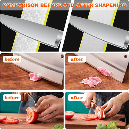 Diamond Sharpening Stone,400/1000 Grit Handheld Double-Sided Diamond Sharpener 5 in 1 Honeycomb Surface Knife Sharpener Plate Whetstone with Ceramic & Tungsten Steel Scissor Slot,Green