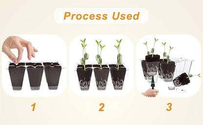 Gardzen 10 Pack Push-Up Seed Starting Tray, Pop Up Plant Germination Trays, Seed Starter Kit with Adjustable Humidity Vented Dome, 6.6" x 4.5", Total 120-Cell, Clear