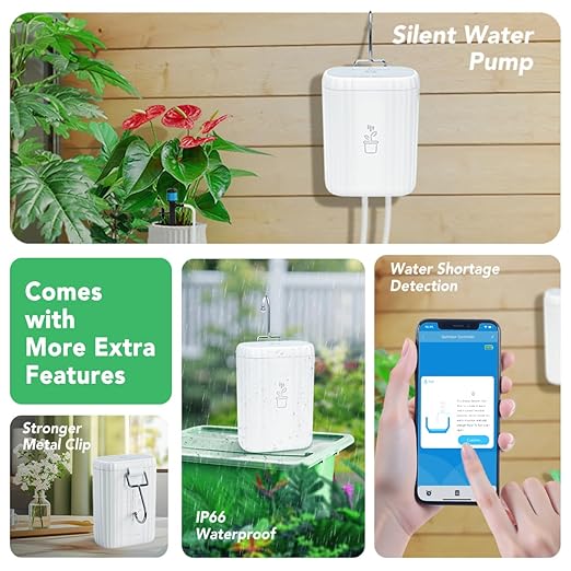 Automatic Plant Watering Devices for Indoor/Outdoor, GreenVation 2.4GHz WiFi Sprinkler Timer Self Watering System for Potted Plants, Smart Auto Drip Irrigation Kit for Garden