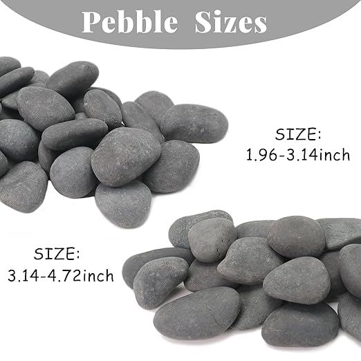 20LB Black Stones Pebbles River Rocks, Natural Beach Pebbles, 2-3" Garden Decorative Stones-2-3 Large Plant Rocks,Ideal for Aquarium, Home Decor