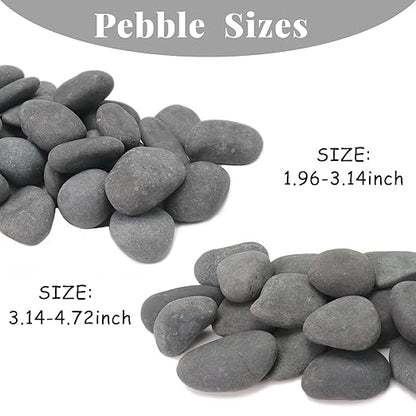 20LB Black Stones Pebbles River Rocks, Natural Beach Pebbles, 2-3" Garden Decorative Stones-2-3 Large Plant Rocks,Ideal for Aquarium, Home Decor