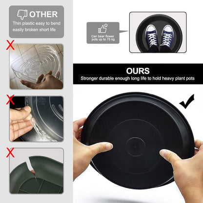 3 Pack Plant Saucer Heavy Duty Sturdy Drip Trays for Indoor and Outdoor (12 Inch, Black)