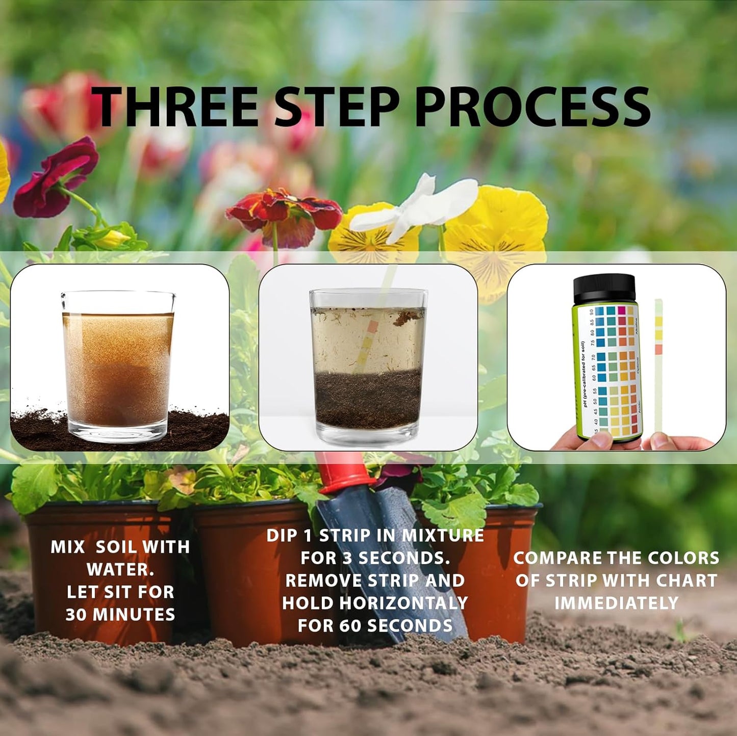 Soil pH Paper Test Kit – 100 Tester Strips (3.5-9 Range) – Use for Testing Garden Home Lawn Grass Vegetable Gardening Dirt Yard Compost Outdoor and Indoor Plants