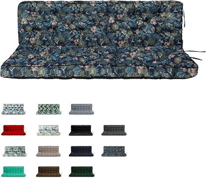 Swing Replacement Cushions with Backrest, 2 or 3 Seater Waterproof Non-Slip Overstuffed Swing Pad, Indoor/Outdoor Bench Cushion for Porch Chair Swing Garden Furniture (Hummingbird, 40 * 60 in)