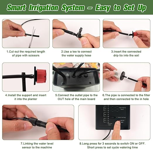 Automatic Drip Irrigation System, Indoor Plant Self Watering Devices for Vacation,Auto Plant Waterer,Drip Irrigation Timer for Potted Plants Indoor Garden Greenhouse (10 Pots,Adjustable Dripper)