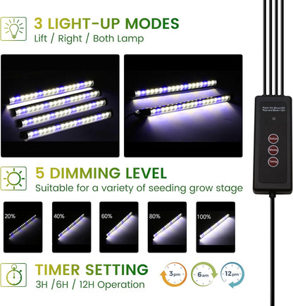 Seed Starter Tray with Grow Light, 2 Pack 80 Cells Smart Timer Seedling Starter Kit with Humidtiy Dome, Plant Seed Germination Kit Planting Seeds