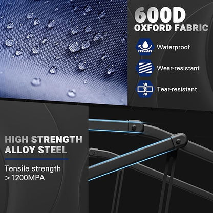 LEVELEVE Heavy Duty Folding Wagon - 2-in-1 Collapsible Cart, 400lb Capacity, All-Terrain Wheels w/Brakes & Side Pockets (Blue)