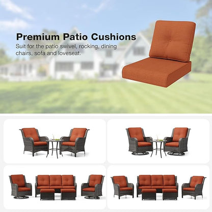Joyside Outdoor Chair Cushions Set, 22x25/22x24 Inch Patio Furniture Deep Seat Cushions, Water Resistant & Thick Cushion, Outdoor Replacement Cushions for Seat and Sofa (Orange, 4 Set)