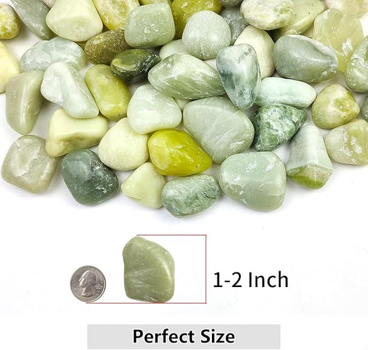 2lbs Jade Pebbles for Plants, 1-2 Inch High Polished Natural River Rocks for Landscaping, Decorative Stones Vase Filler Fish Tank Aquariums Garden Outdoor and Indoor DIY