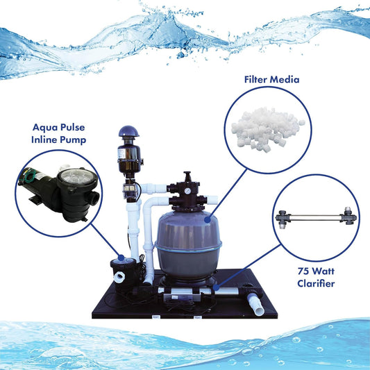 HALF OFF PONDS Simply Clear Koi Pond Filter System with 2HP Blower, UV Clarifier & 4,500 GPH Pump – Filters Ponds Up to 5,000 Gallons – Complete Kit with Bio Media, Multiport Valve, Gauge