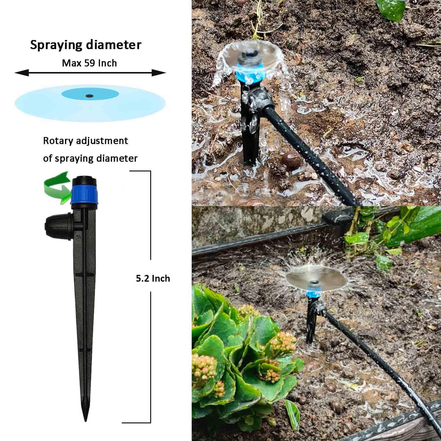 Drip Irrigation System with Water Timer 162ft Drip Irrigation Kit 5/16“ID and 1/4 Inch Pipe Auto Watering System for Garden Adjustable Spray, for Greenhouse, Garden, Lawn, Potted Plants Black