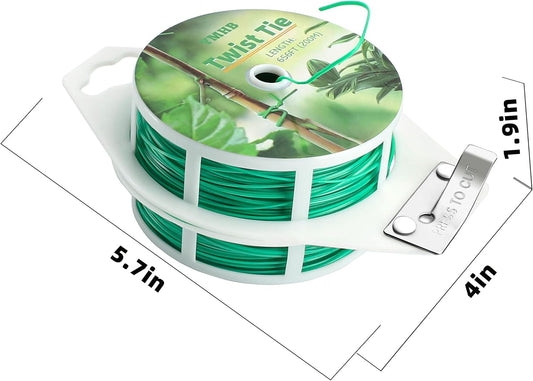 YMHB Twist Ties, 656Feet (200m) Green Garden Plant Ties with Cutter, Green Twist Ties for Gardening Tomatoes Vines Tie Garden Ties, Plant Support and Office Home Cable Organizing