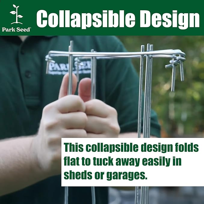 Park Seed Tomato Cages – 48" Tall Heavy-Duty Plant Supports for Tomatoes, Peppers, Cucumbers, and Climbing Vegetables, Foldable Metal Garden Trellis, Pack of 3