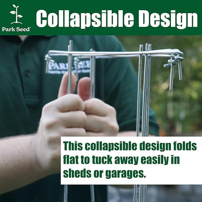 Park Seed Tomato Cages – 48" Tall Heavy-Duty Plant Supports for Tomatoes, Peppers, Cucumbers, and Climbing Vegetables, Foldable Metal Garden Trellis, Pack of 3