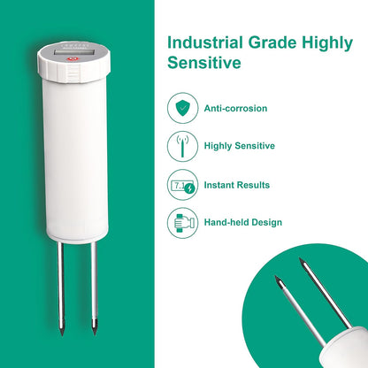 Digital Soil pH Meter, Industrial Grade Soil pH Tester with Calibration-Free LCD Display, High Accuracy Soil pH Pen, Soil pH Monitor for Garden, Lawn, Plant (White)