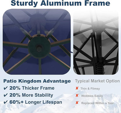 12FT Cantilever Umbrella with Base Large Curvy Outdoor Aluminum Offset Umbrella w/ 360° Rotation, UV Resistant Canopy for Patio, Garden, Backyard, Navy Blue