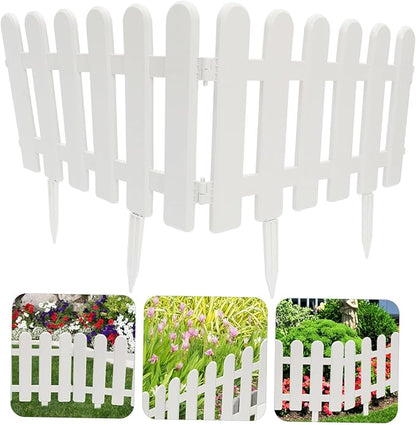 2pcs White Garden Decorative Fence with Ground Plugs Weather-Resistant Courtyard Picket Fence for Kindergarten Christmas Tree Decoration Outdoor Landscape Border