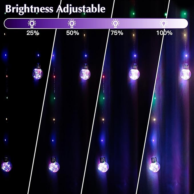 LitHome 240 LED Christmas Multicolor Curtain Lights, 8 Modes Wishing Ball Curtain Lights with Remote, Plug Globe Hanging String Light, Fairy Light for Indoor Bedroom Christmas Diwali Decor(Multicolor)