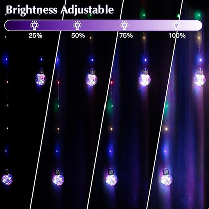 LitHome 240 LED Christmas Multicolor Curtain Lights, 8 Modes Wishing Ball Curtain Lights with Remote, Plug Globe Hanging String Light, Fairy Light for Indoor Bedroom Christmas Diwali Decor(Multicolor)