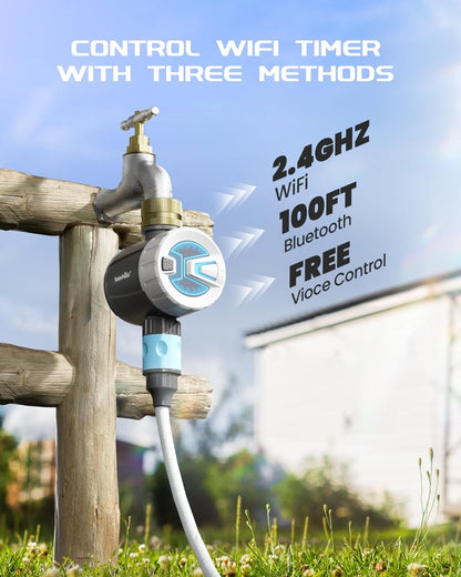RAINPOINT WiFi Water Timer, Brass Inlet Smart Hose Faucet Timer, Automatic Irrigation System Controller for Yard Watering, APP Control via 2.4Ghz WiFi and Bluetooth (V2, 2025 Release)