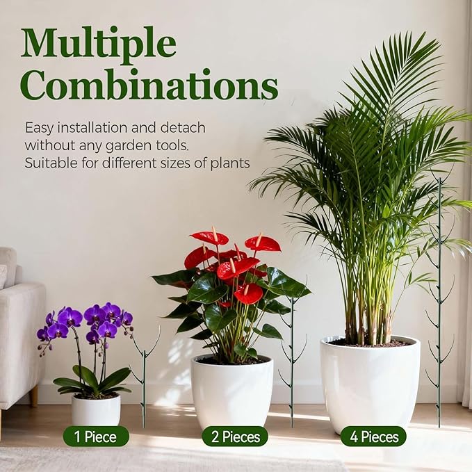 10 Packs Stackable Monstera Plant Support Stakes, Garden Trellis Plants Stakes for Indoor Outdoor Use, Plant Sticks Support Structures for Climbing Plants, Pots, Monstera, Pothos, Philodendron