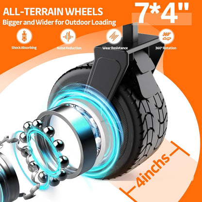 300L Large Collapsible Wagons Carts with Big All-Terrain Beach Wheels, Foldable Shopping Wagon Cart, Heavy Duty 480lbs Load, Folding Utility Cart for Groceries Garden Sport (Black)