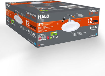 HALO LTE 5/6 Inch Indoor/Outdoor Recessed LED Trim Can Light, 3000K - Contractor Value Pack (12-Pack) - LTE566930-12PK